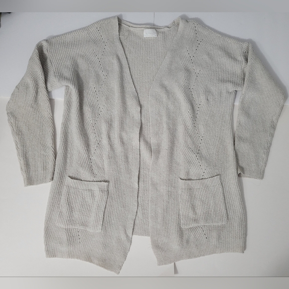 🌸3/$15 Pinque Cream Colored Opened Long Sleeve Knitted Sweater - Picture 1 of 8